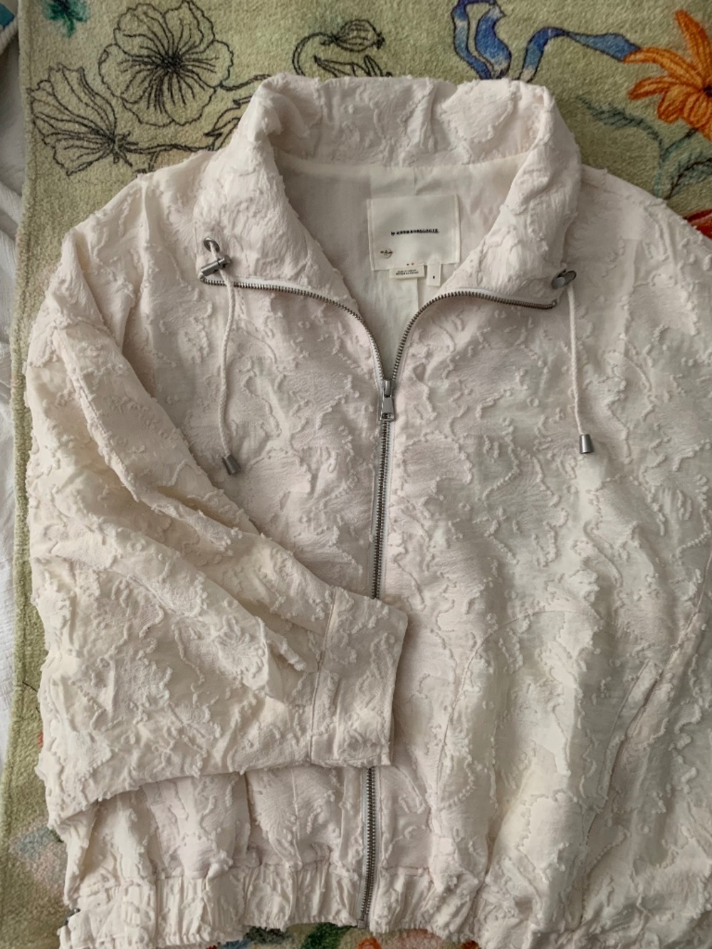 Anthropologie Creme Off-White Zip up Jacket, Size S